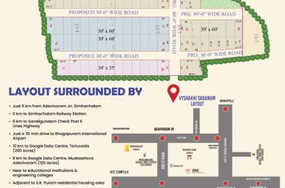 Vyshakhi Sadanam plots for sale, Residential villa plots near Simhachalam, VMRDA plots near Adavivaram
