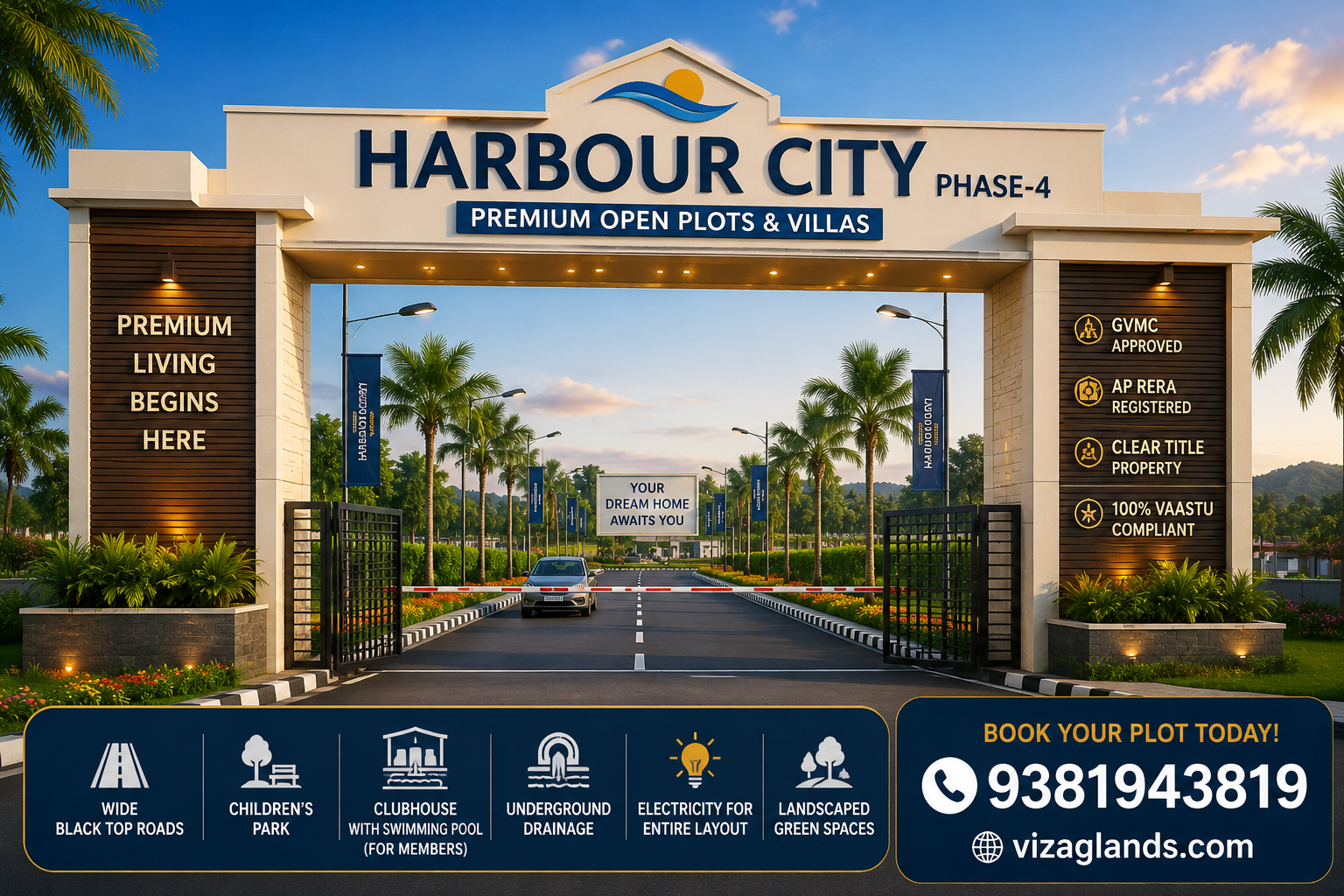 PLOTS IN BHEEMILI, Premium Plots in Bheemili, HARBOUR CITY RESALE PLOTS IN BHEEMILI