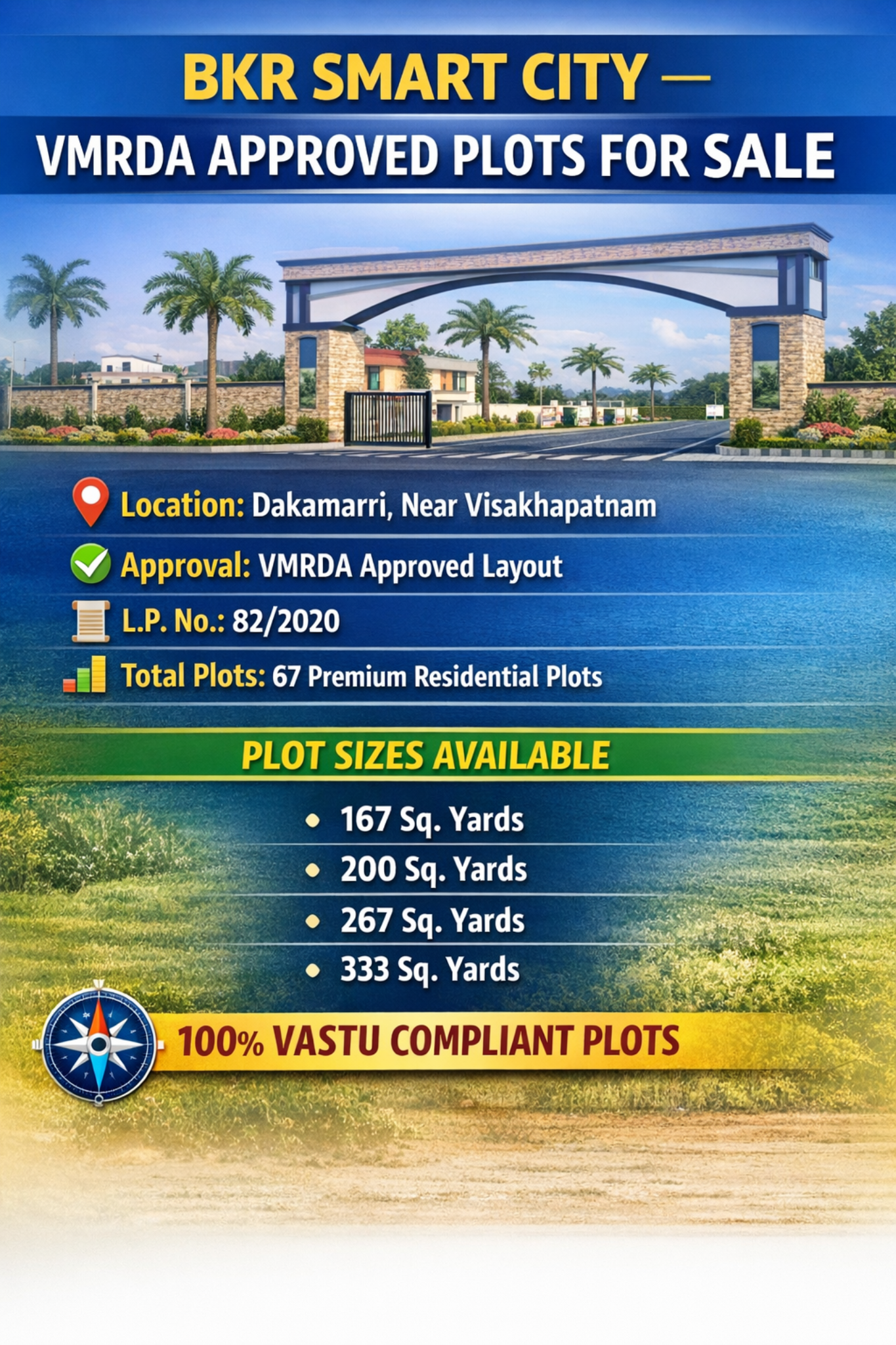 OPEN PLOTS  IN DAKAMARRI, PREMIUM RESIDENTIAL PLOTS NEAR VIZIANAGARAM HIGHWAY