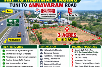 Highway Facing commercial Property For Sale Annavaram, NH-16 Highway Facing Commercial Land For Sale Annavaram
