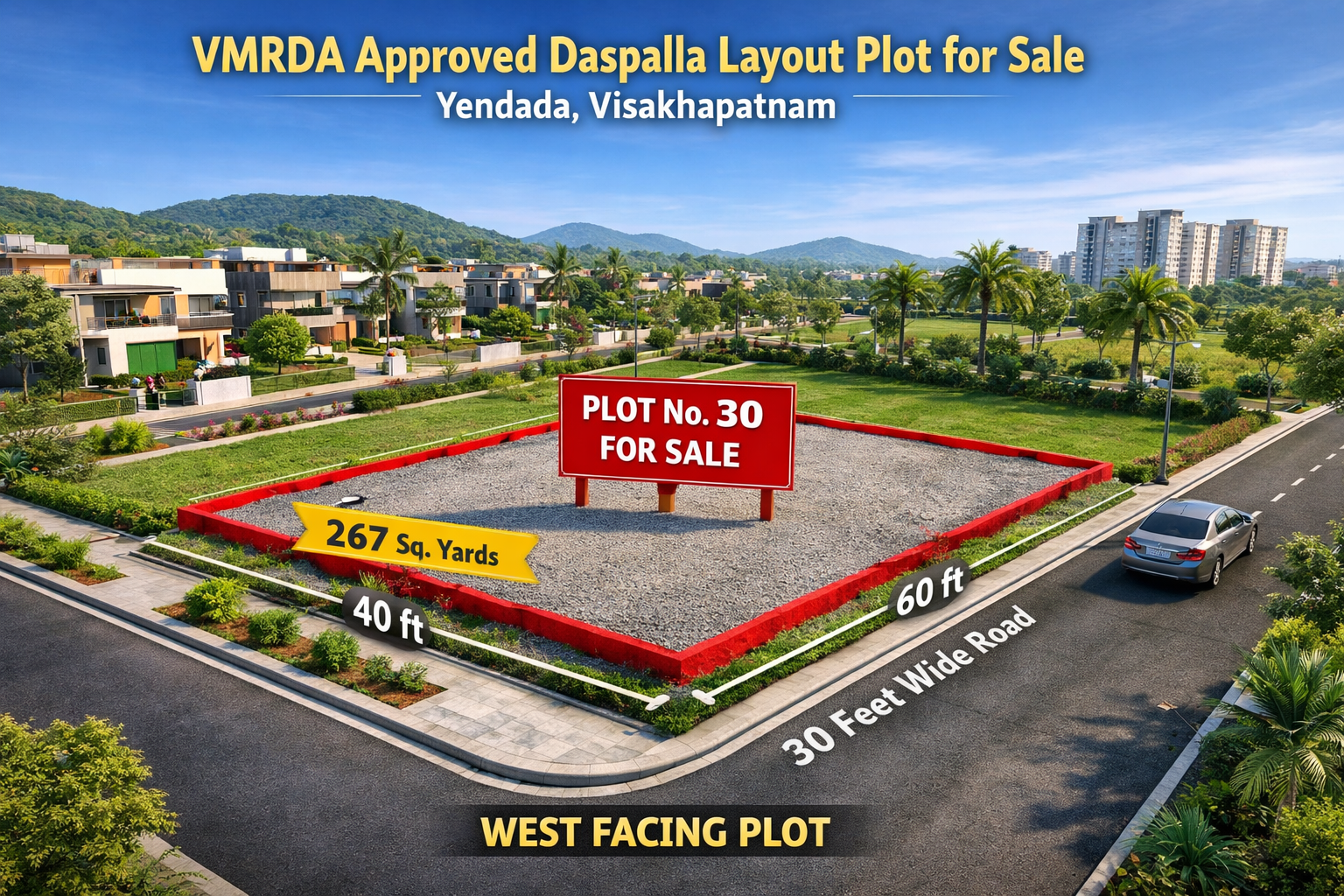 Plots In Yendada, VMRDA approved plot Yendada Visakhapatnam,Daspalla Layout plot for sale Yendada