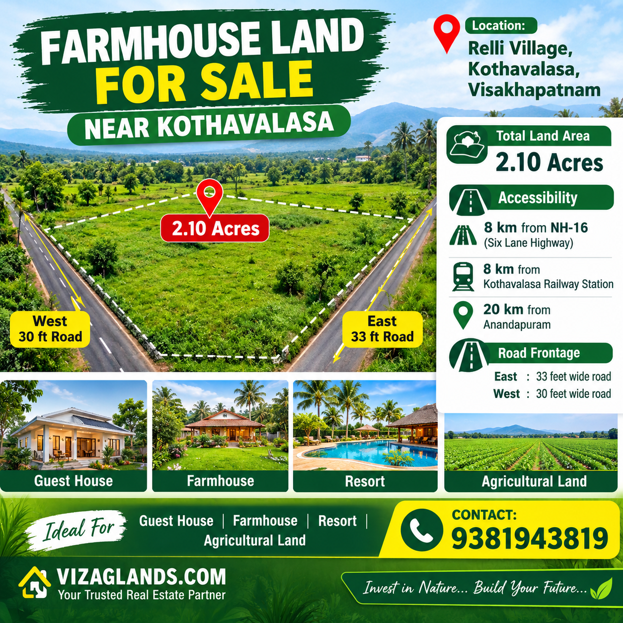 FarmHouse Plots/Lands for Sale in Vizag,Resort Plots/Lands for Sale in Vizag,Guest House Plots/Lands for Sale in Vizag