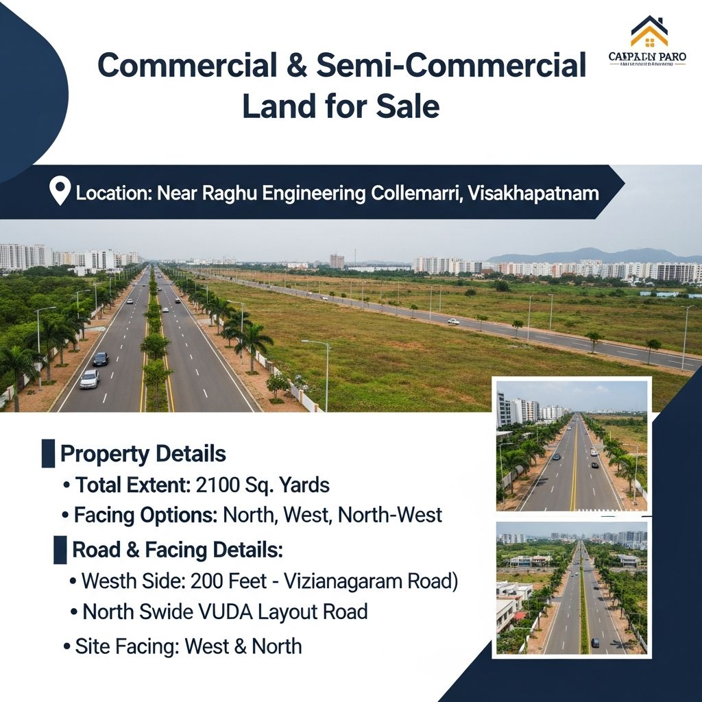 COMMERCIAL LAND FOR SALE IN DAKAMARRI • HIGHWAY FACING COMMERCIAL LAND FOR SALE DAKAMARRI VIZAG