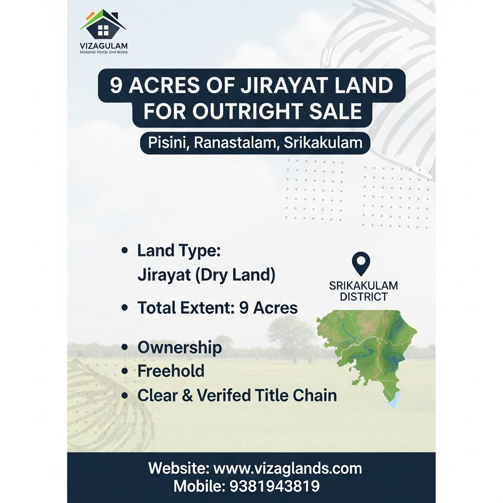 Land for Sale – Pisini, Ranastalam, Srikakulam.Land for Sale – Ranastalam, 9 Acres Land for Sale – Pisini