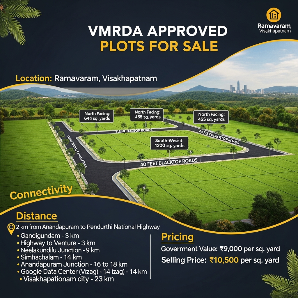 Plots for sale in Ramavaram Visakhapatnam  Residential plots Ramavaram Vizag,PLOTS IN Gandigundam