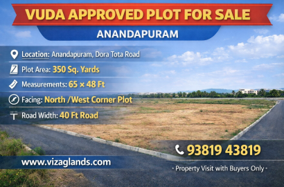 PLOTS IN ANANDAPURAM,VUDA APPROVED PLOT FOR SALE ANANDAPURAM. PLOT FOR SALE ANANDAPURAM