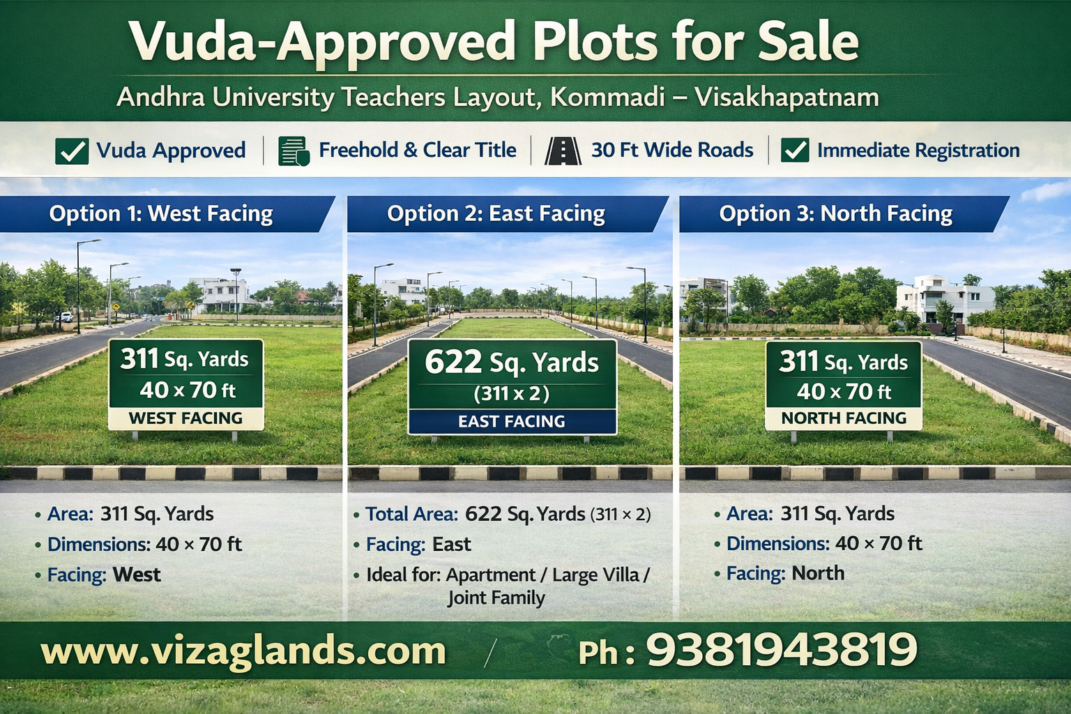 VUDA PLOTS IN KOMMADI. PLOTS IN KOMMADI, Visakhapatnam A U Teachers Layout, Kommadi, Visakhapatnam
